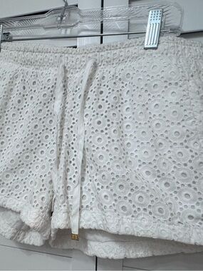 Lilly Pulitzer White Eyelet Drawstring Athletic Shorts